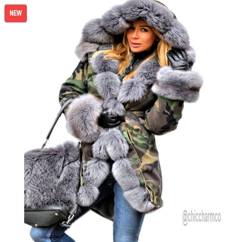 Thick Insulated Down Parka with Faux Fur Hood, Water-Resistant Winter Coat